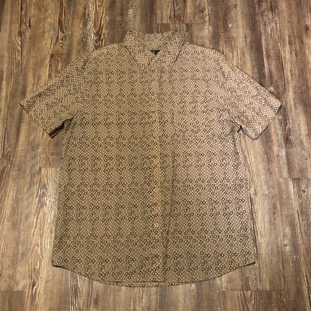 Nat Nast Shirt Men's Medium Bowling Button Down Silk Short Sleeve All Over Print
